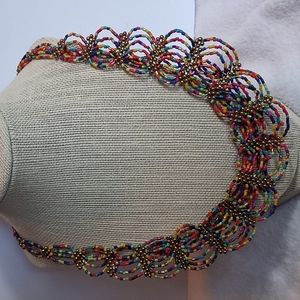 Multicolored beaded necklace, large statement piece